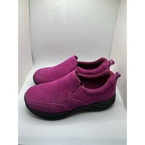 L.L. Bean Moc Slip on Loafers Big Kids Youth Sz 2 Hot Pink Magenta Suede Flower